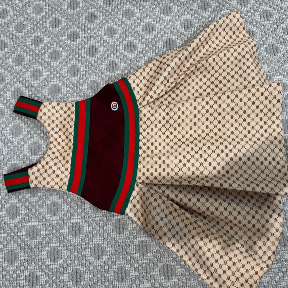Gucci Kids Beige and Red Patterned Dress like new only worn twice